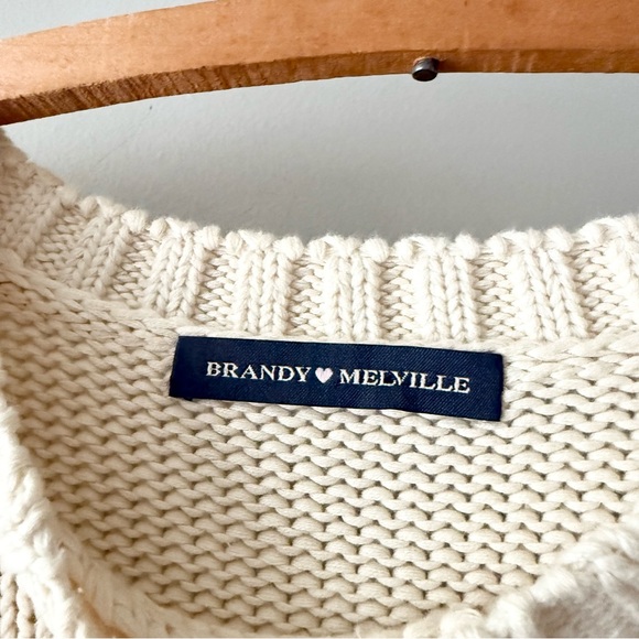 Brandy Melville American Flag Sweater Chunky Cozy Cream Red Blue S M L - Picture 2 of 5